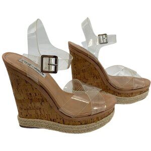 Steve Madden Beige Ultra-High Wedge Sandal | Size 8